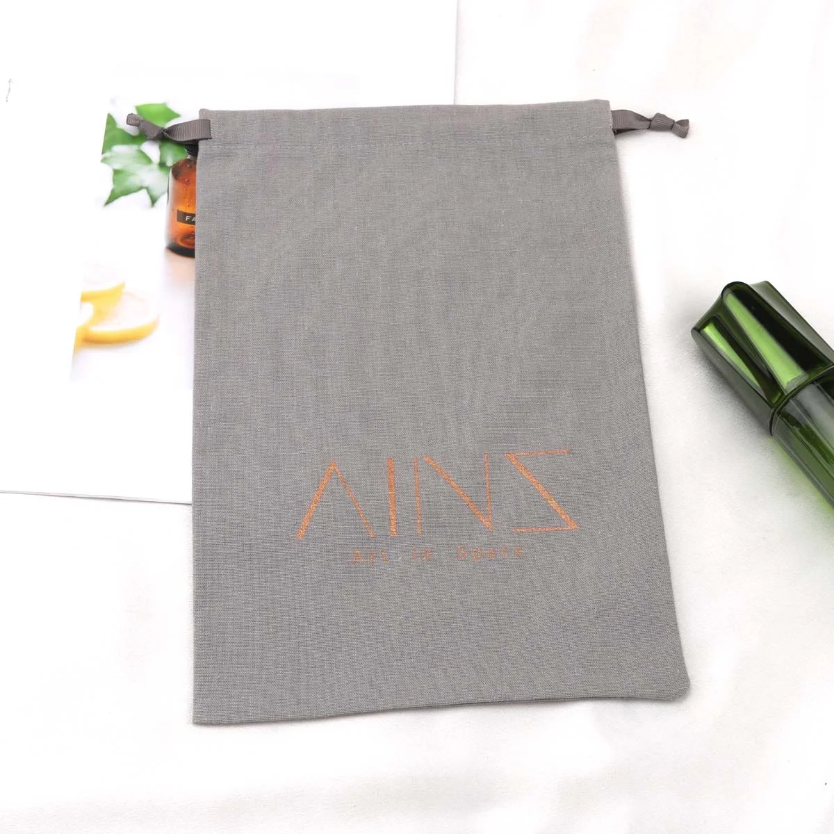 Hot Sale Custom Logo Printing Recycled  Cotton Linen Dust Bag Drawstring Shoe Handbag Muslin Packaging Pouch