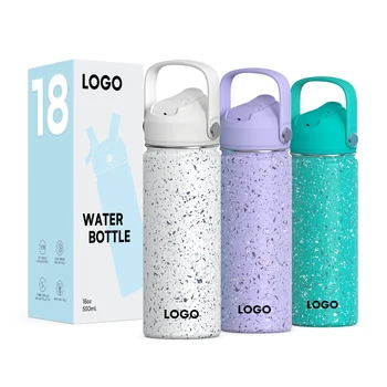 18oz Stainless Steel Insulated Water Bottle with Straw For Cold &Hot Drinks Metal Water Flask Leak-proof Sport Kids Water Bottle