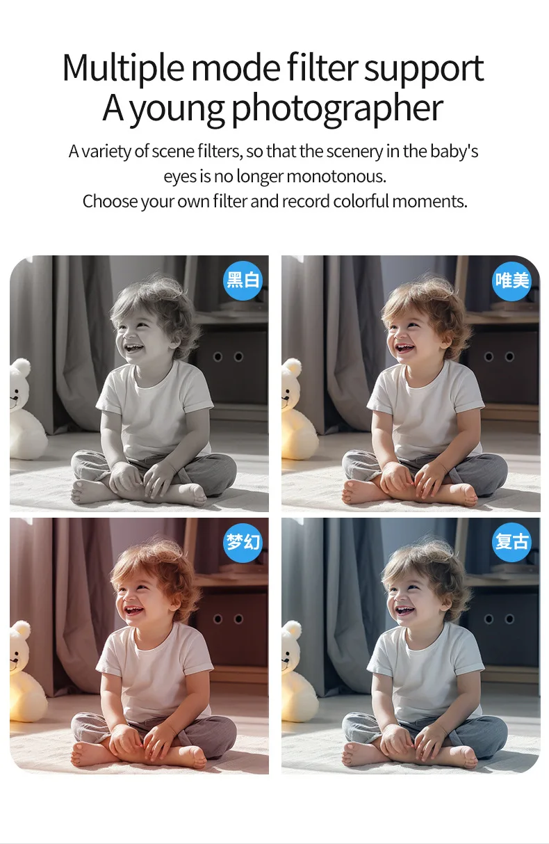 2024照片视频数码相机卡通1080P高清双相机