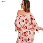 Sleepwear 3Pcs Floral Print Lace Trim Self Tie Women'S Sleepwear Pj Set Pajamas For Women Print Pajama Set