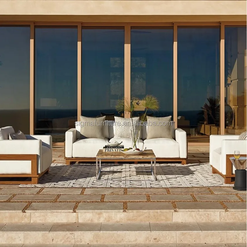 High end luxury outdoor sofa furniture sets wood outdoor modern sectionals