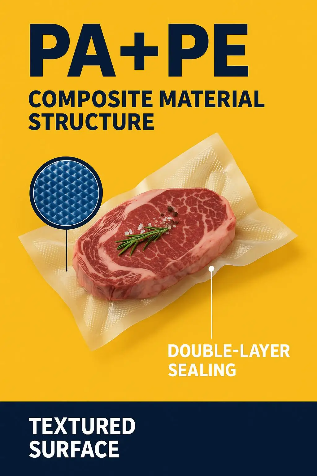Microwave Safe Embossed Vacuum Bags for Meal Prep Freezer Sous Vide Custom Food Grade - detail 4