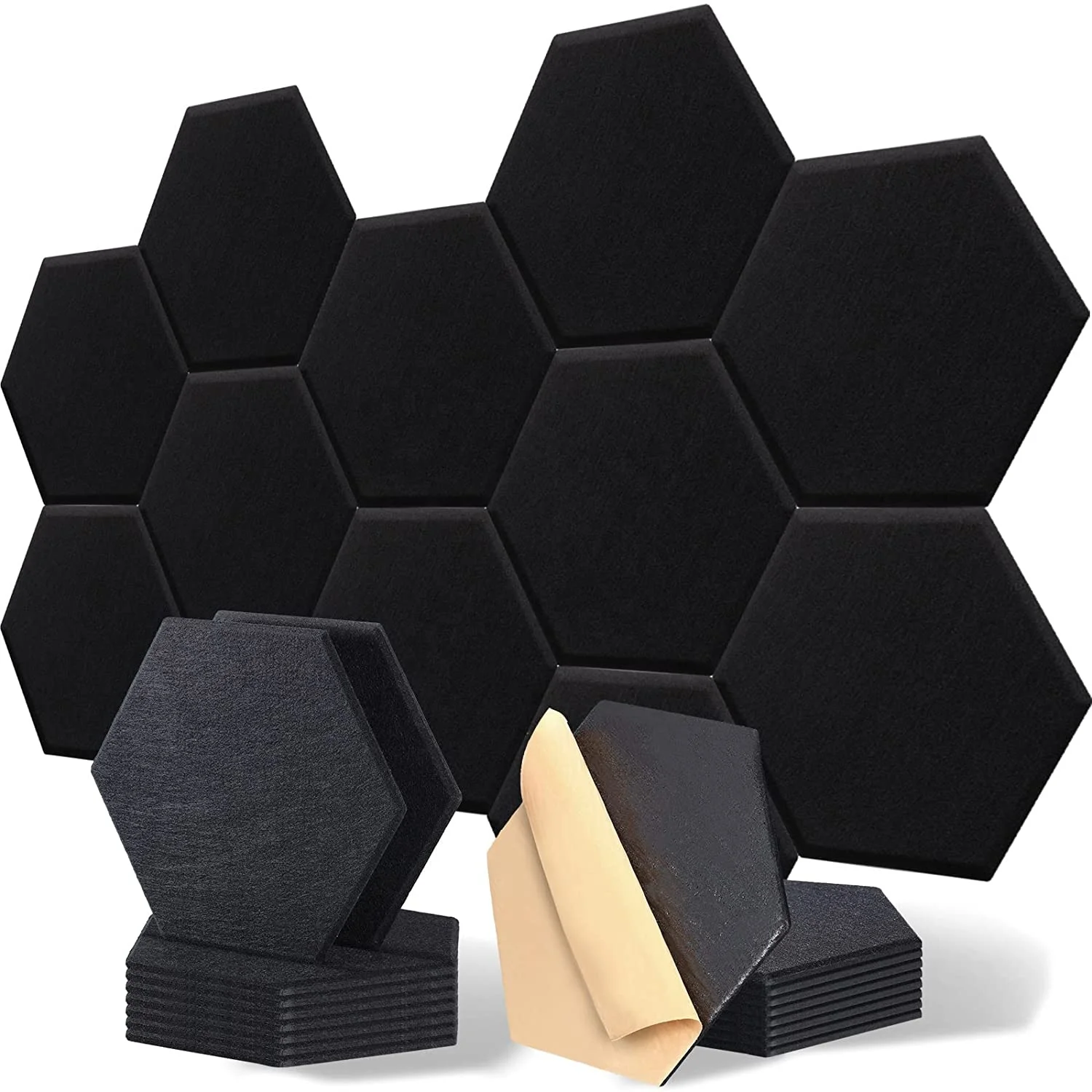 24mm Sound absorbing DIY self adhesive pet acoustic wall panel sound proofing hexagon polyester fiber acoustic panel for wall