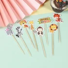 Party Cartoon Zoo Theme Party Cake Decoration For Kids Birthday Party Eco-friendly Animal Paper Cake Topper