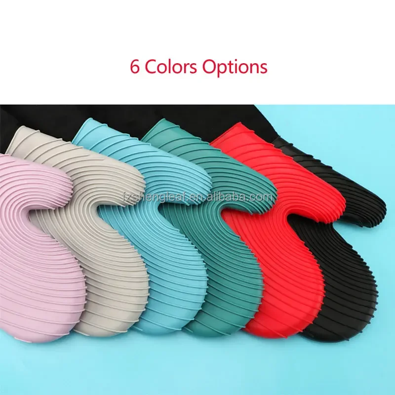 product novelty design dotted kitchen cotton double layer bbq grill heat resistant food grade silicone customized oven mitts gloves-1