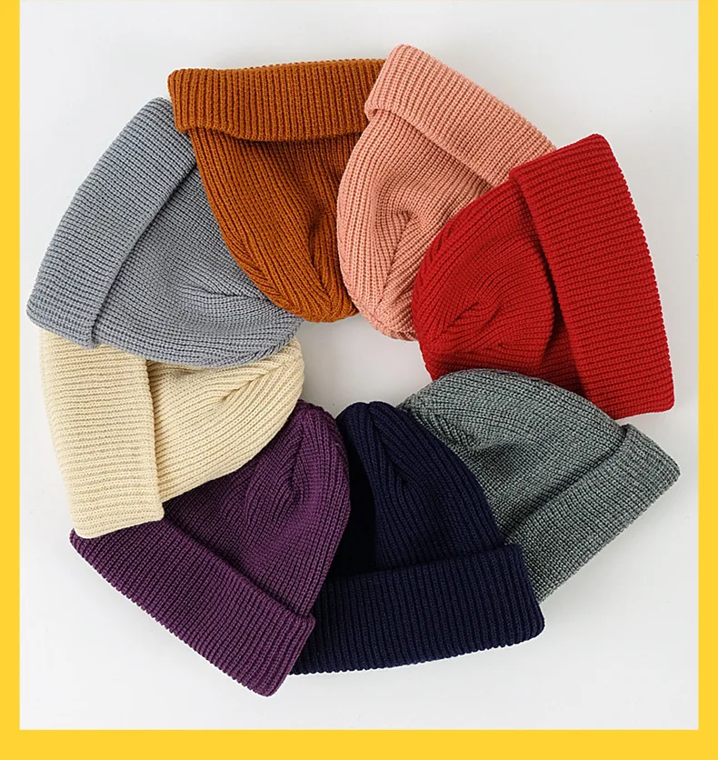 Autumn/winter new Korean version candy color wool knit hat warm lovers pullover hat student melon skin hat