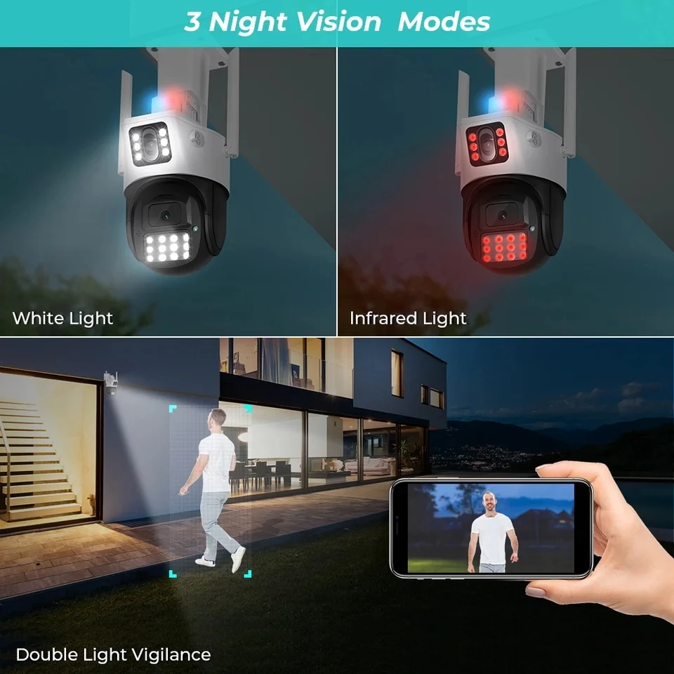 Wholesales 6mp Dual Lens Dual Screen Wifi Ptz Night Vision Auto 