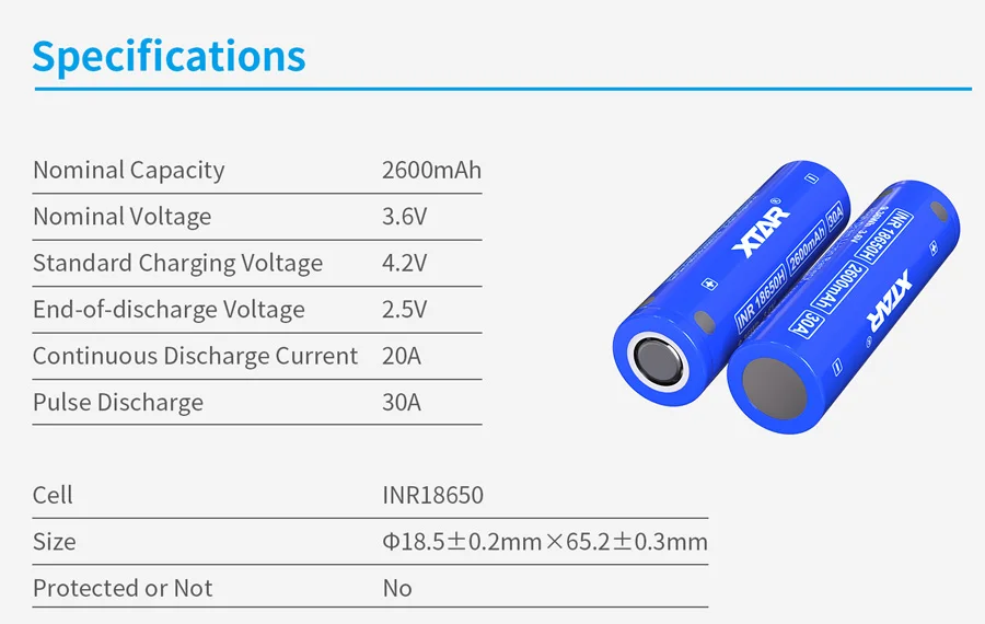 Xtar High Drain Battery A Pulse Discharge Lithium Ion Inr