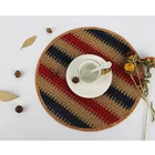 Cloth Table Colorful Japanese Style Mats Paper Cloth Braiding Placemats Round Table Mats Heat Insulated Pads
