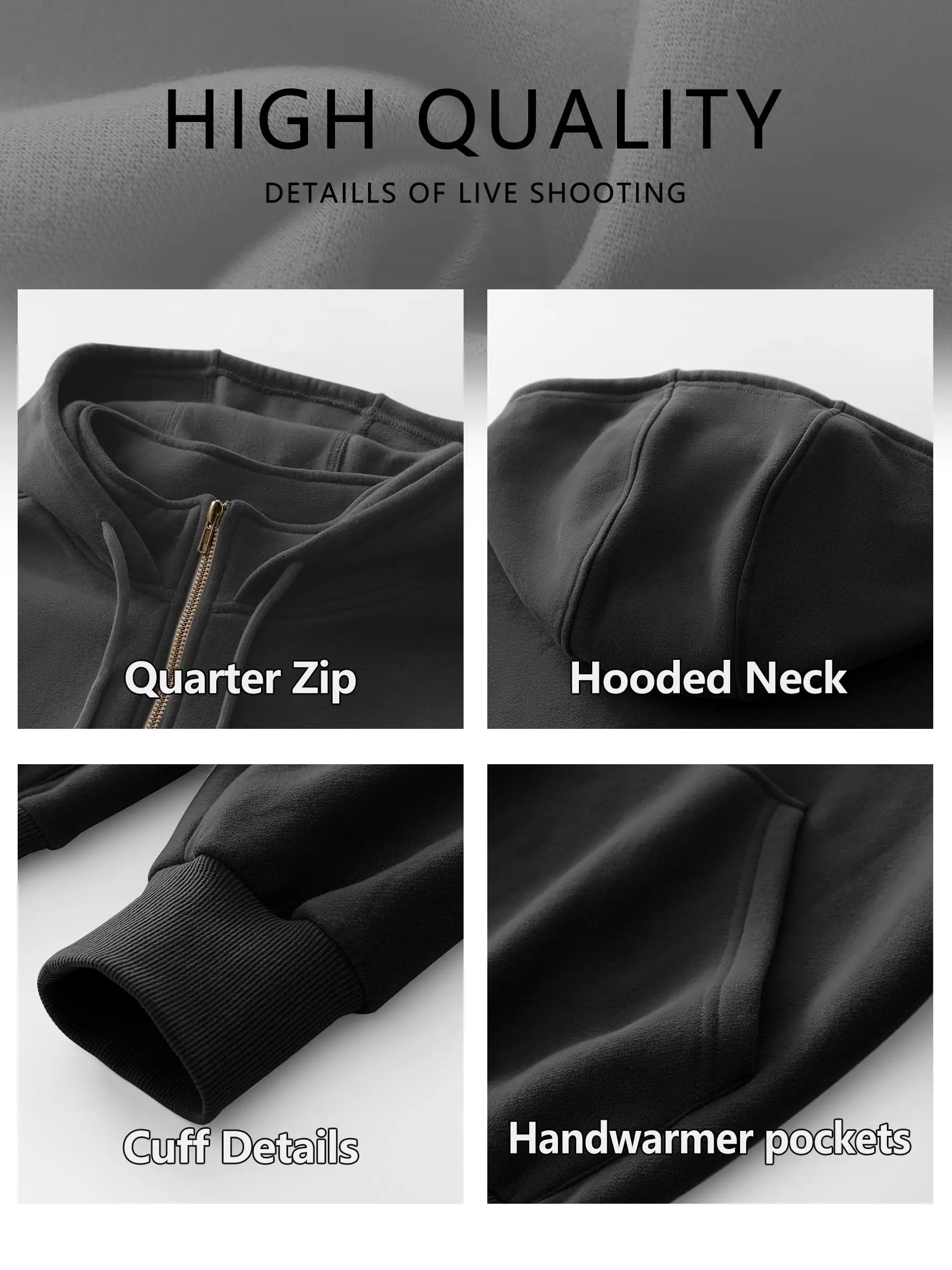 Heavy Weight Custom Zip Hoodie with Zipper Thick Full Zip up Hoodies Unisex Men's Loose Fit 1/4 Zip Pullover Sweatshirt H0dfeba9abf674c048410d95e90edbca0G