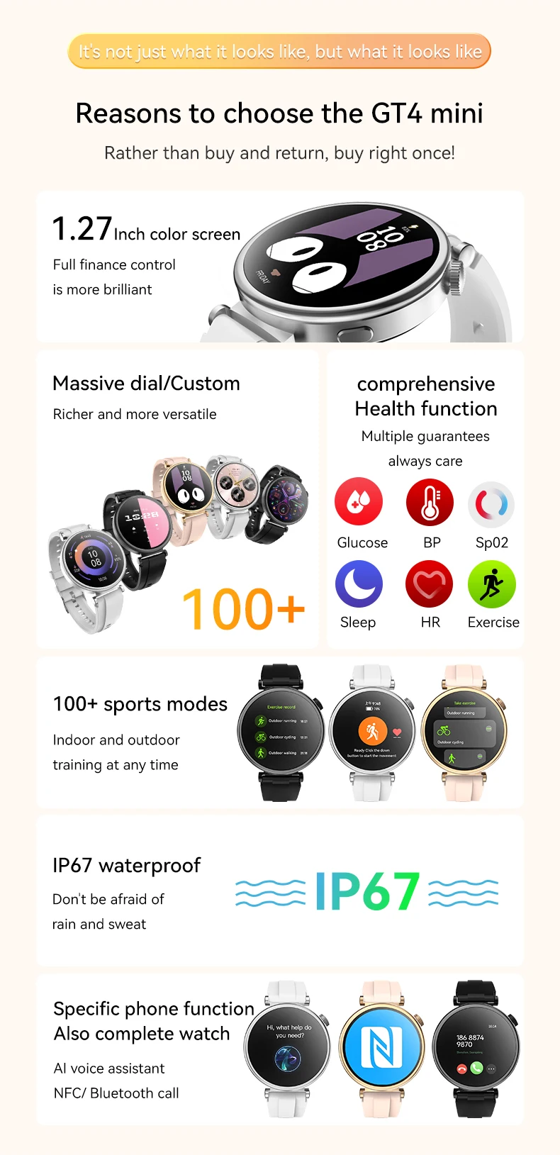 GT4 mini ladies Smartwatch  1.3