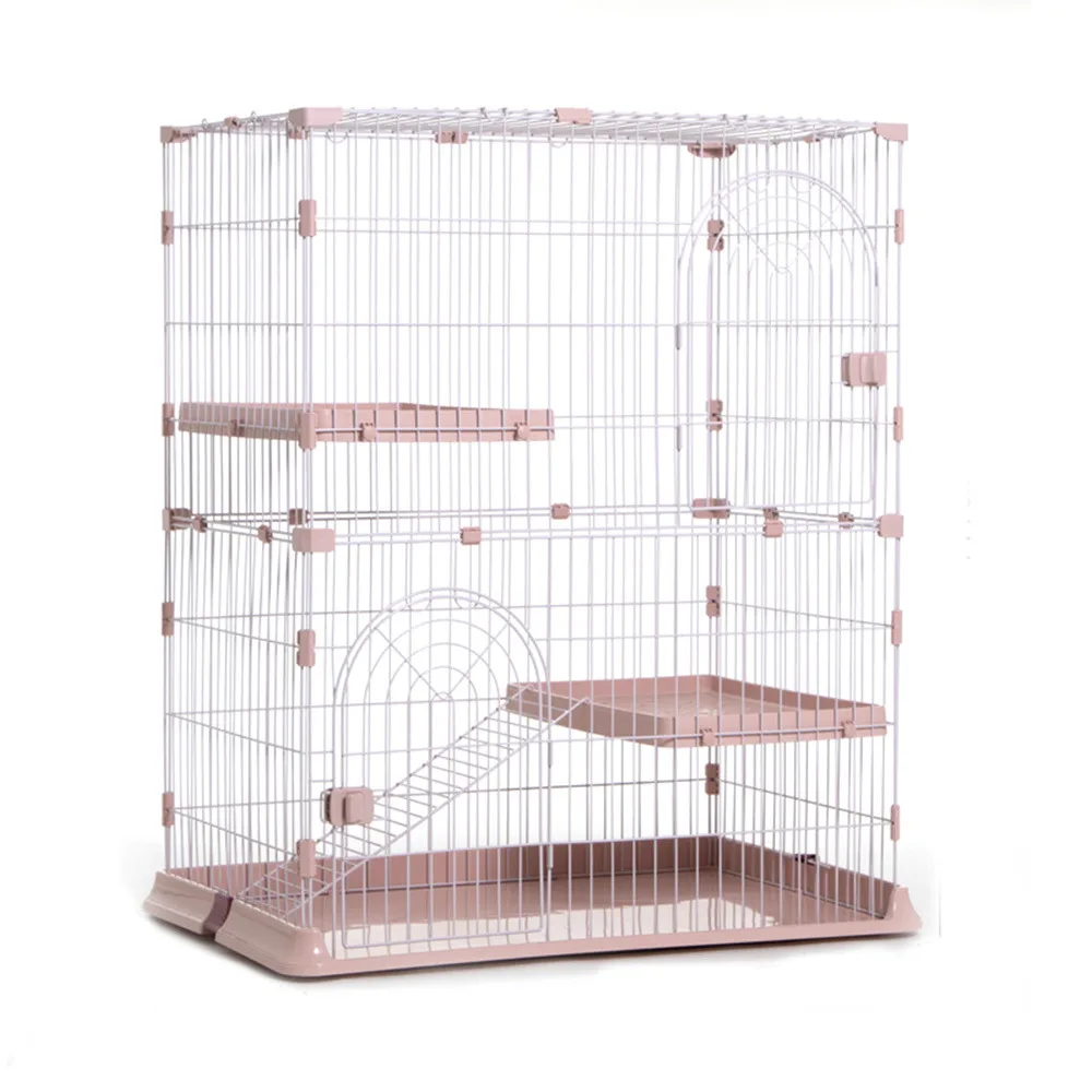 steel wire cat cage in pink colour