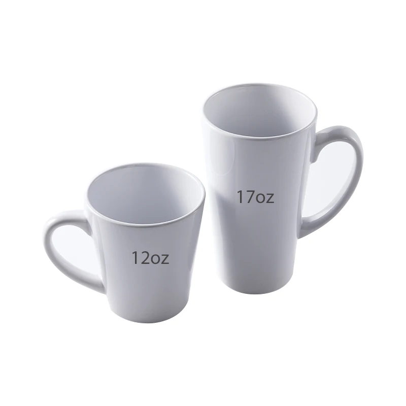 2023 Hot Sales 17oz Coffee Latte Cone Mug Ceramics White Blank Mug For Sublimation