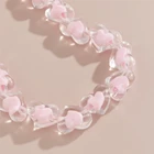 Personalized Single Layer Beaded With Fresh And Simple Peach Heart Crystal Pink Necklace