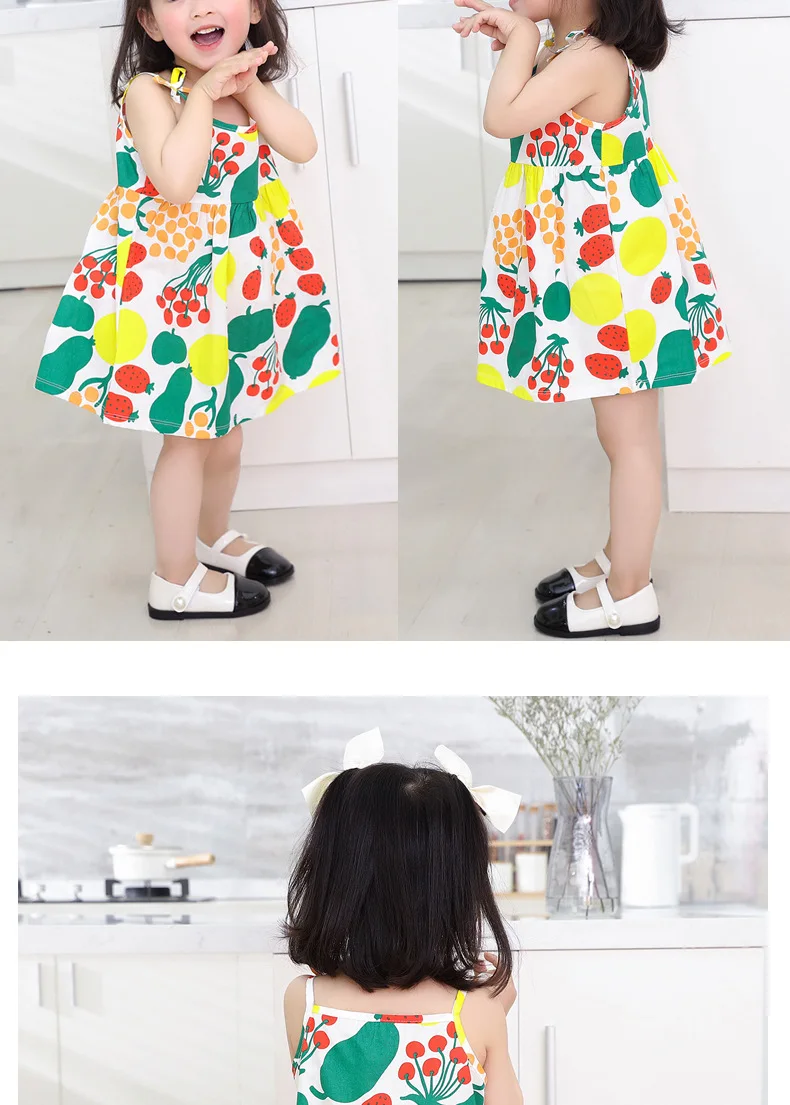 Spaghetti Strap Floral Cute Kids Dresses 4 Year Old Girl Dress 2023 New