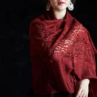 Scarfs Red Wholesale 2021 Women Wedding Scarfs Fashion Red Lace 100% Cashmere Shawls