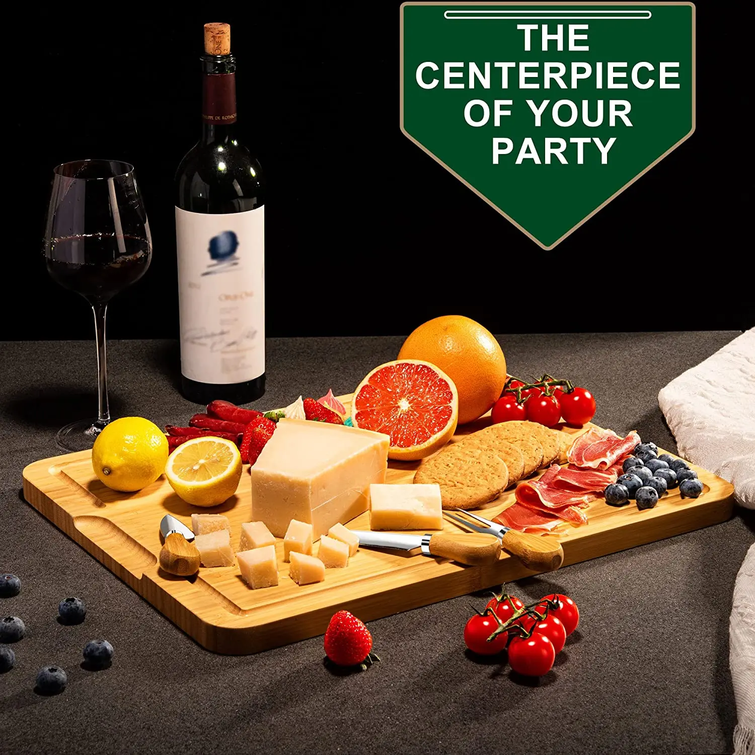 product unique rectangle bamboo charcuterie board set includes magnetic knife set for cheese and cutting gifts-1