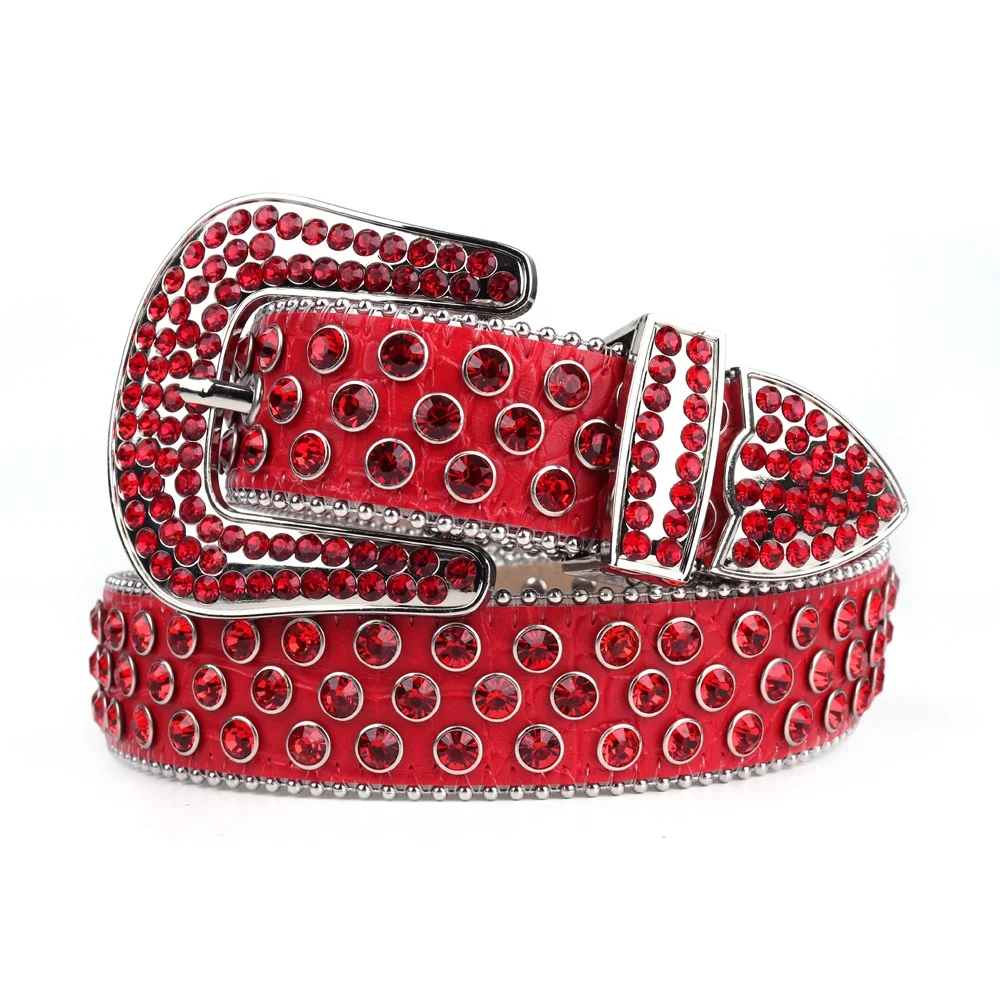 red rhinestone belt men's