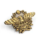 Airline Custom Design Round Shape Metal Zinc Alloy Embossed 3D Gold Plated Pilot Wings Shape Aviation Airline Badges Pin
