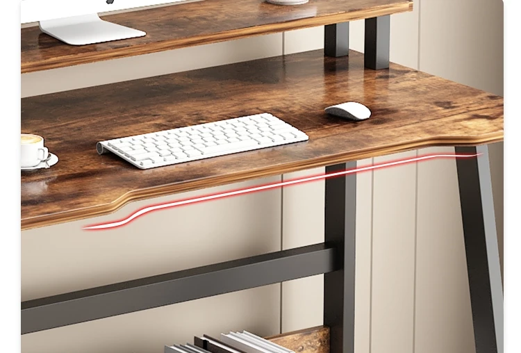 YQ Forever Customization Computer Desk Wood & Steel with Storage Shelves Home Office Furniture