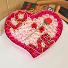 Gifts Soap Flower Decorative Red Heart-shaped PVC Box Bouquets 2021 Valentines Gifts Artificical Soap Rose Flower Boxes