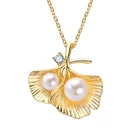 Pendant Jewelry Semicircular Leaf Gold Pendant Necklace Jewelry Freshwater Pearl Jewelry