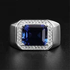 Blue Ring Men Ring 2021 New Style Fashion Jewelry Blue Nano Sapphire Gemstone Ring For Men Wedding Engagement Gift