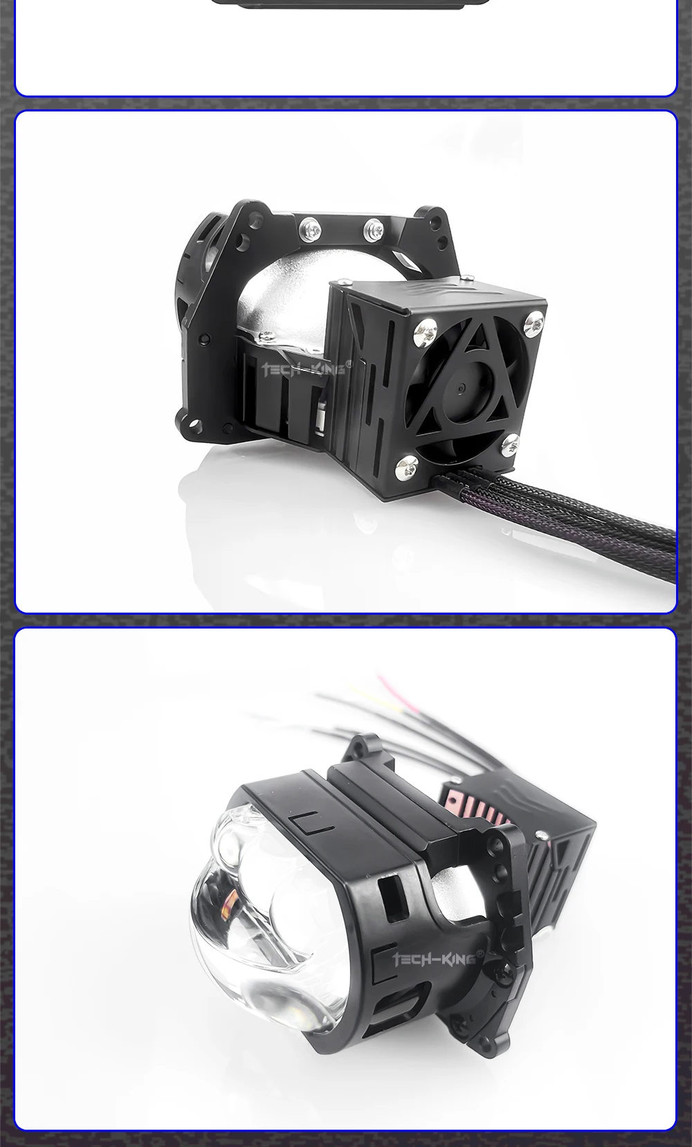 Car LED headlights double lens 3 inch square three direct laser light super bright 90 watt high power H7 H11Projector headlights