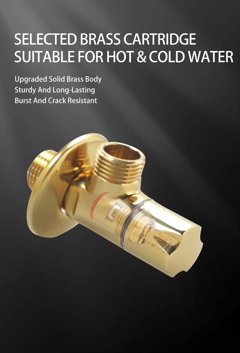 Champagne Gold Brass Leak-proof Explosion-proof Large Flow Angle Valve Hot and Cold Universal Toilet Water Heater Angle Valve supplier