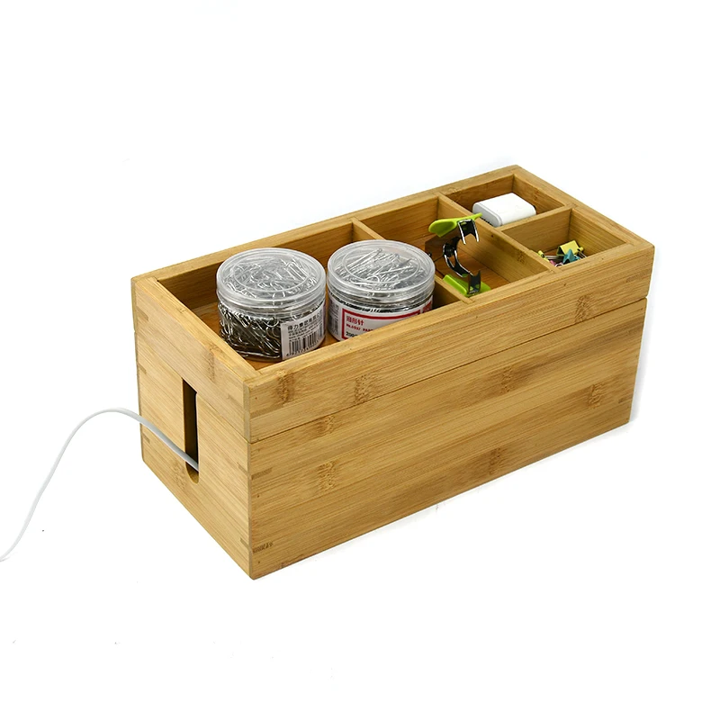 Cable Management Box Pack Large Wooden Style Cable Organizer Box To
