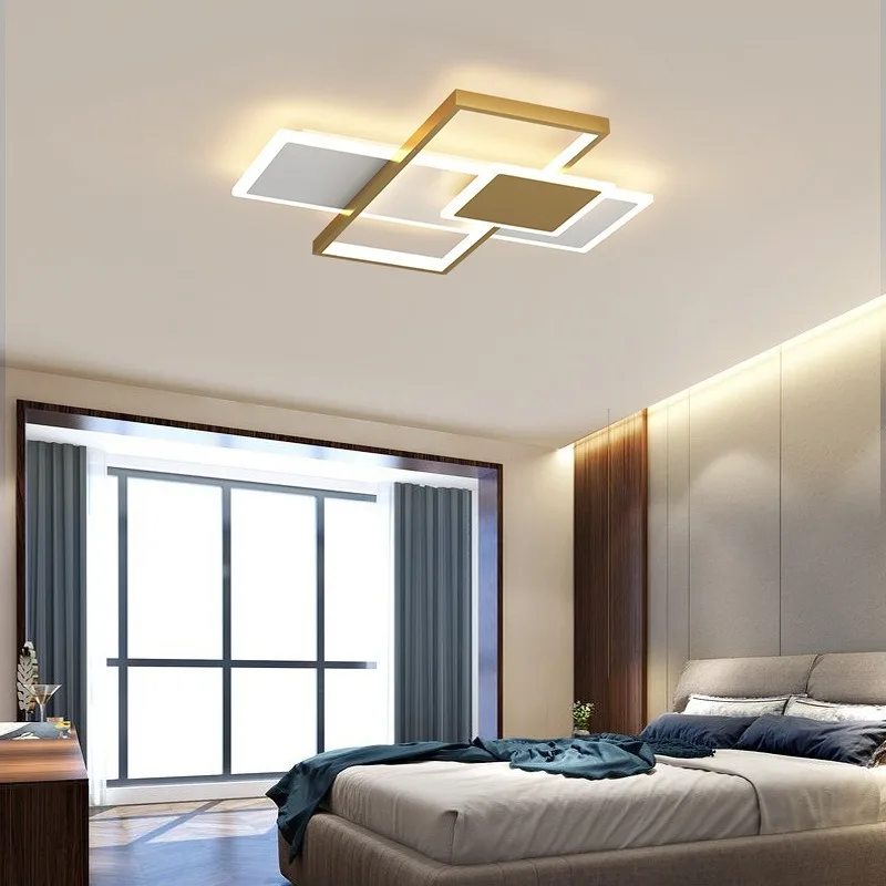 Indoor Modern Elegant rectangular squareness Design Led Ceiling Lights Fixtures Chandelier For Home Living Room  Wall Light