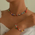 Beads Necklace Boho Handmade Rainbow Beads Colorful Fruit Necklace Bracelet Set For Women