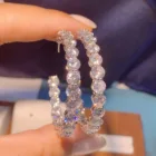 Silver Hoop Hoop Earrings 925 Sterling Silver CZ Crystal Hoop Earrings Rhinestone Gems Hoop Earrings For Women Jewelry