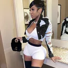 Denim Ripped Women Sexy Jacket Long Sleeve Hollow Out Denim Jacket Cut Mini Denim Jacket