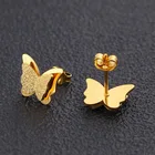 Earrings Wholesale Stainless Steel Gold Silver Rose Gold Black Butterfly Stud Earrings