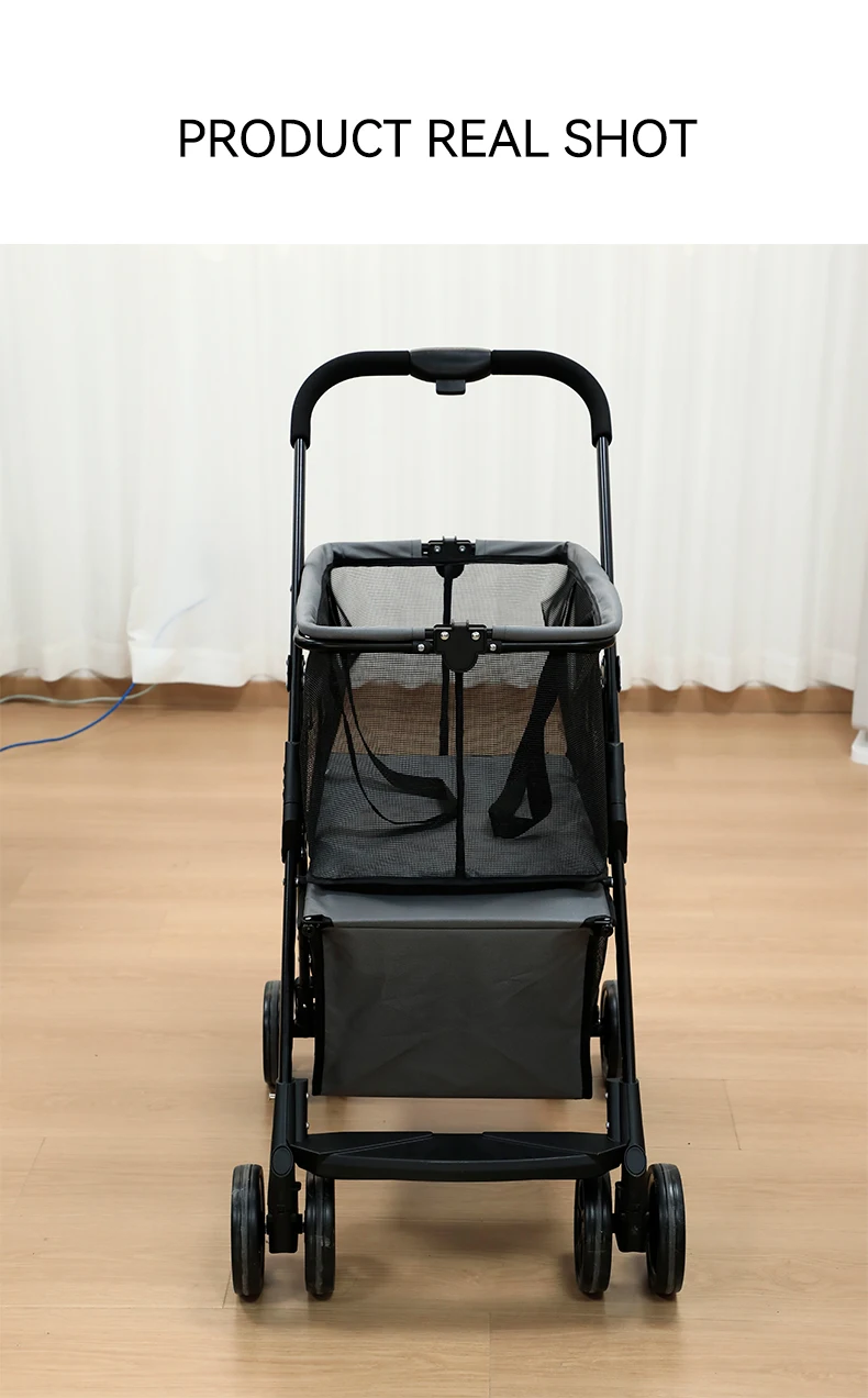 Wholesale Hot Sale Portable Outdoor Multifunctional Double Layer Pet Stroller Large Space for Multi Pet Families Pet Supplies details