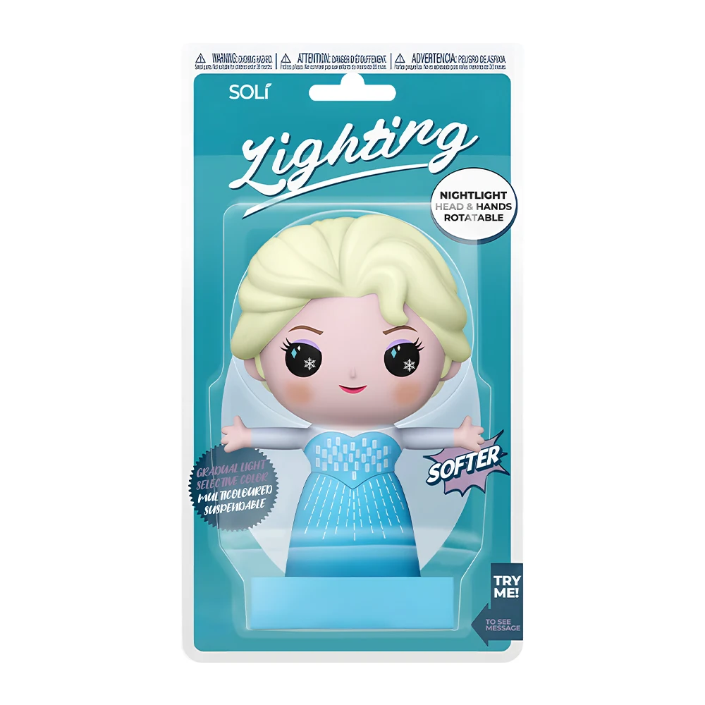 Frozen Princess Special Gift Usb Charger Rechargeable Color Changing Soft vinyl Plastic Silicone Night Light For Kid