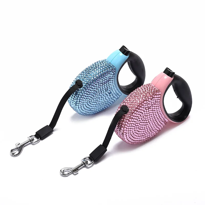 rhinestone retractable dog leash