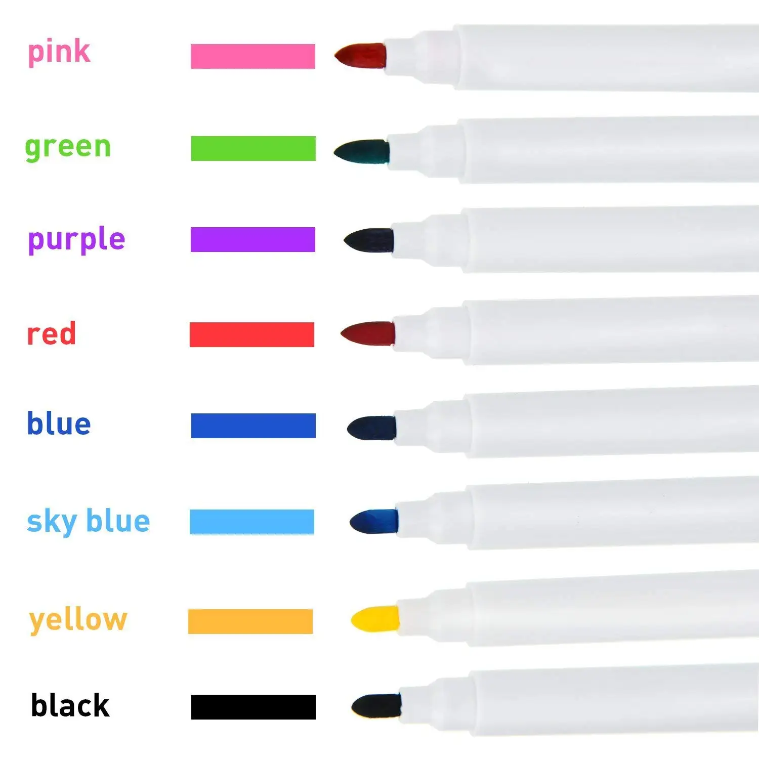 Magnetic Dry Erase Marker Fine Tip, Whiteboard Marker with Eraser, 12 Count Colorful Fine Point Dry Erase Markers for Kids, Lo