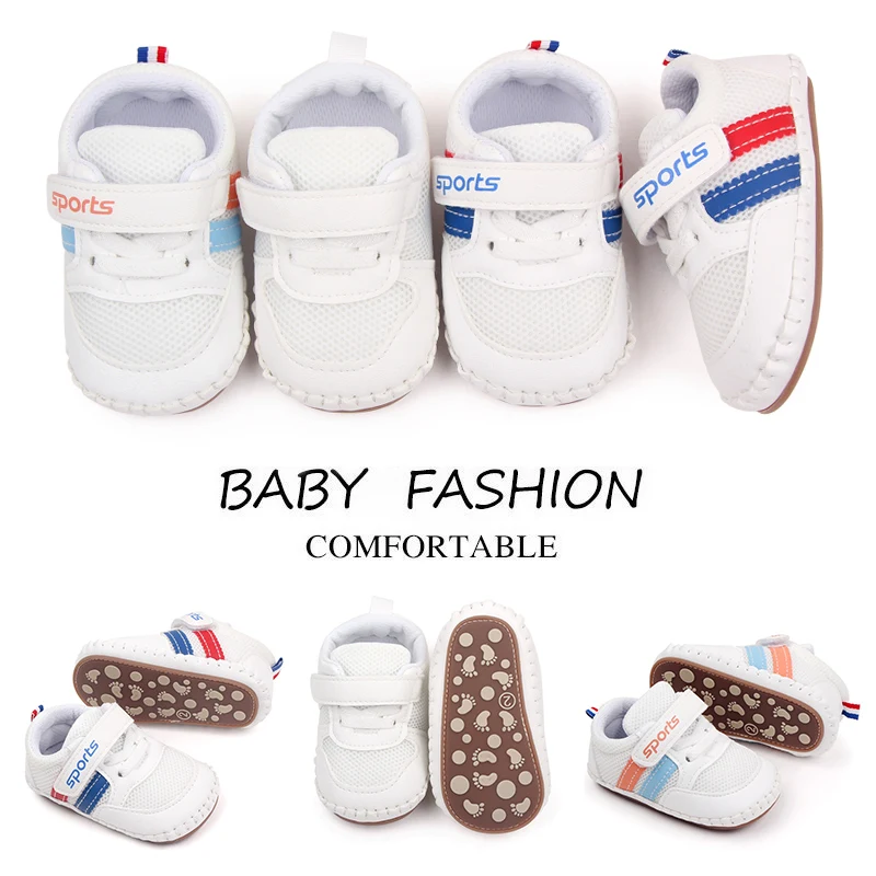 Spring and Autumn New Baby Striped Soft Sole Toddler Shoes Breathable Mesh Surface Infants Shoes supplier