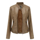 Red Leather Jacket Wholesale Custom Women Red Black Fashion Cool Zipper Front Black PU Leather Jacket