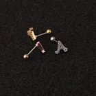 Stud Earrings Earrings Stainless Steel Zircon Letter Screw Back Stud Earrings Piercing Jewelry