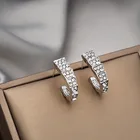 Stud Earrings Fashionable Unique Exquisite Shiny Rhinestone Cc Stud Earrings Silver Arc Earrings Ladies