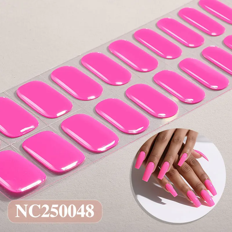 product wholesale custom salon quality high glossy solid color semicured gel nail polish strips need uv lamp harden-1