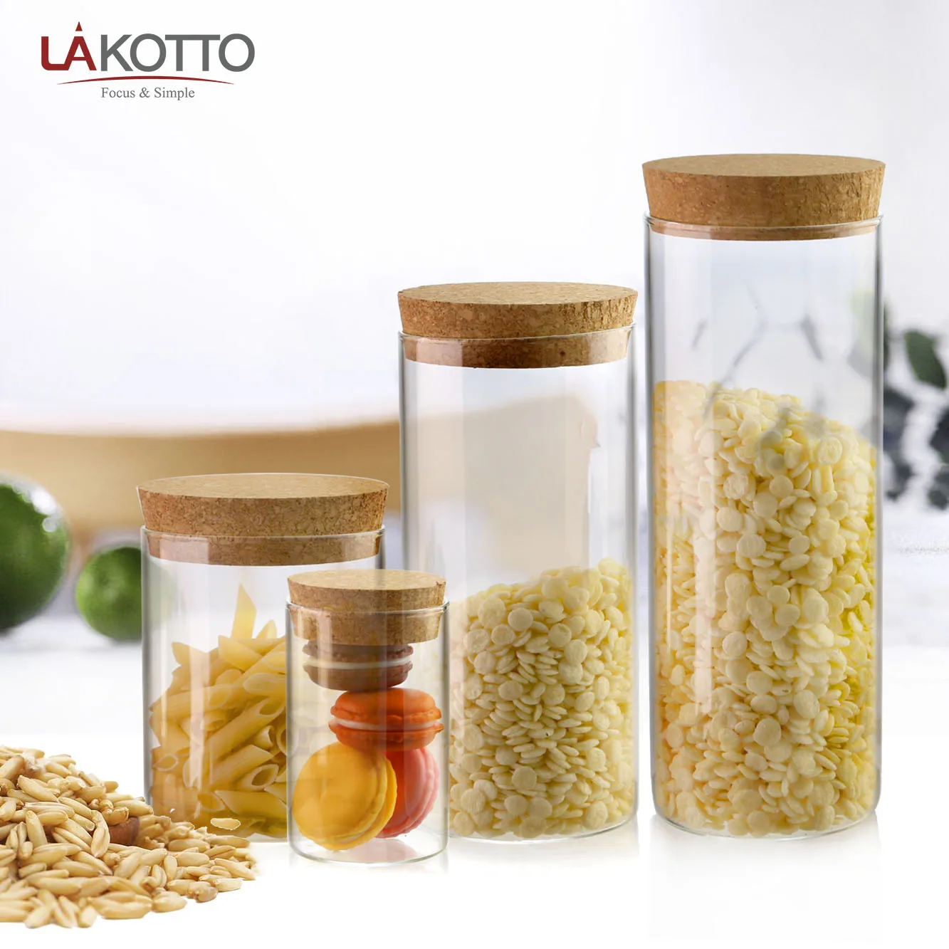 Clear Glass Food Storage Containers Jar Canister with Cork Lid Ideal for Storage Candy Snacks Rice Dry Foods Sugar Coffee Flour