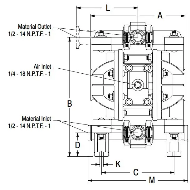 Pompă cu membrană dublă acționată cu aer nemetalic ARO 666053-0D2 Pompă pneumatică cu membrană AODD Detalii