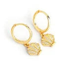 Hoop Gemnel Sterling Silver Custom Jewelry 18k Gold Plated Shell Diamond Pendant Hoop Earrings