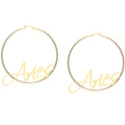 Hoop Drop Earrings For Women Customized High Quality Stainless Steel Zodiac Sign Hoop Earrings For Women