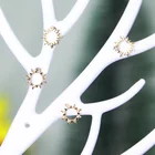 Earrings Hot Selling 14K Gold Plated Gemstone Diamond Sun Flower Star Shape Stud Earrings