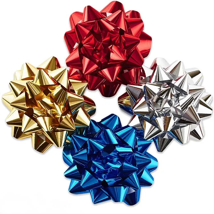 Atacado material metálico de cor personalizada mini grande decoração estrela de natal arco e flecha para presente de Natal 10 cores 7 cm